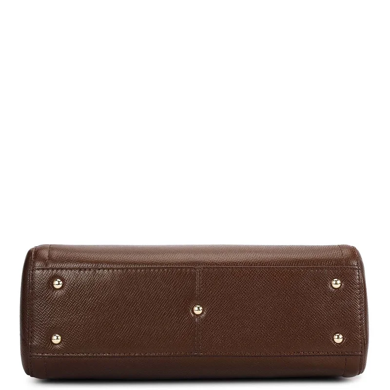 Da Milano Walnut Small Franzy Leather Satchel - Walnut for Women | Best Price UAE